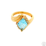 Vintage 14k Yellow Gold Ring with Topaz and Diamond Size 6.25