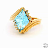 Vintage 14k Yellow Gold Ring with Topaz and Diamond Size 6.25