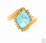 Vintage 14k Yellow Gold Ring with Topaz and Diamond Size 6.25