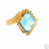 Vintage 14k Yellow Gold Ring with Topaz and Diamond Size 6.25