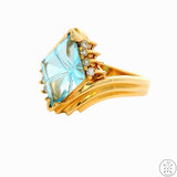 Vintage 14k Yellow Gold Ring with Topaz and Diamond Size 6.25