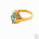 Vintage 14k Yellow Gold Ring with Topaz and Diamond Size 6.25