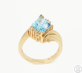 Vintage 14k Yellow Gold Ring with Topaz and Diamond Size 6.25