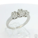 14k White Gold 3-Stone Ring with Diamonds Size 10.5