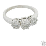 14k White Gold 3-Stone Ring with Diamonds Size 10.5