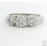 14k White Gold 3-Stone Ring with Diamonds Size 10.5