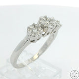 14k White Gold 3-Stone Ring with Diamonds Size 10.5