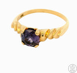 Antique 10k Yellow Gold Ring with Sapphire Size 6.5