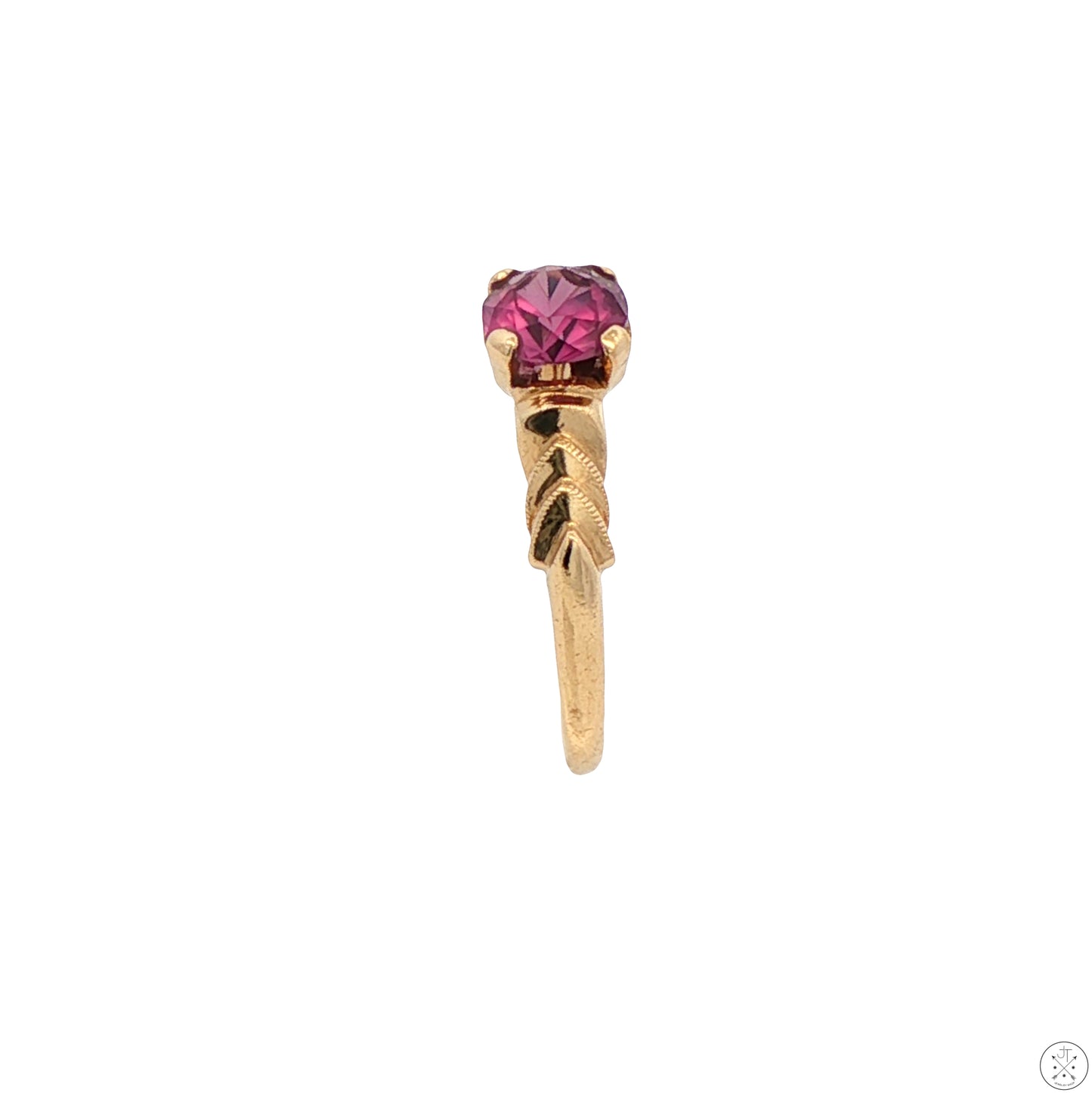 Antique 10k Yellow Gold Solitaire Ring with Natural Purple Sapphire Size 6.5
