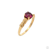 Antique 10k Yellow Gold Solitaire Ring with Natural Purple Sapphire Size 6.5