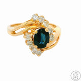 14k Yellow Gold Ring with Sapphire and Diamond Size 5