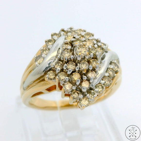 Vintage 10k Yellow Gold Ring with 1.25 ctw Diamonds Size 7.25