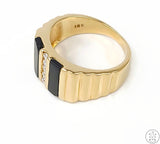 Vintage 14k Yellow Gold Band with Onyx and Diamond Size 8