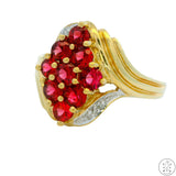 Vintage 10k Yellow Gold Ring with Garnet and Diamond Size 8