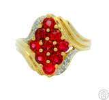 Vintage 10k Yellow Gold Ring with Garnet and Diamond Size 8