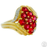 Vintage 10k Yellow Gold Ring with Garnet and Diamond Size 8