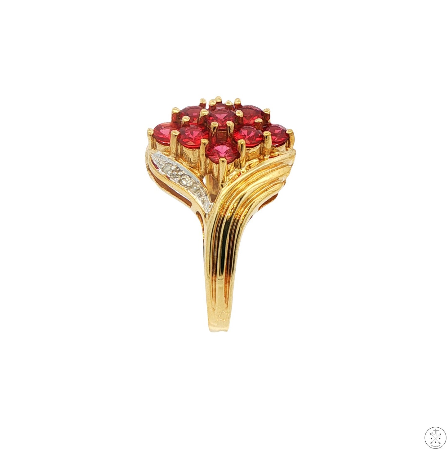 Vintage 10k Yellow Gold Ring with Garnet and Diamond Size 8