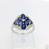 10k White Gold Ring with Tanzanite and Diamond Size 7.75