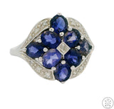 10k White Gold Ring with Tanzanite and Diamond Size 7.75