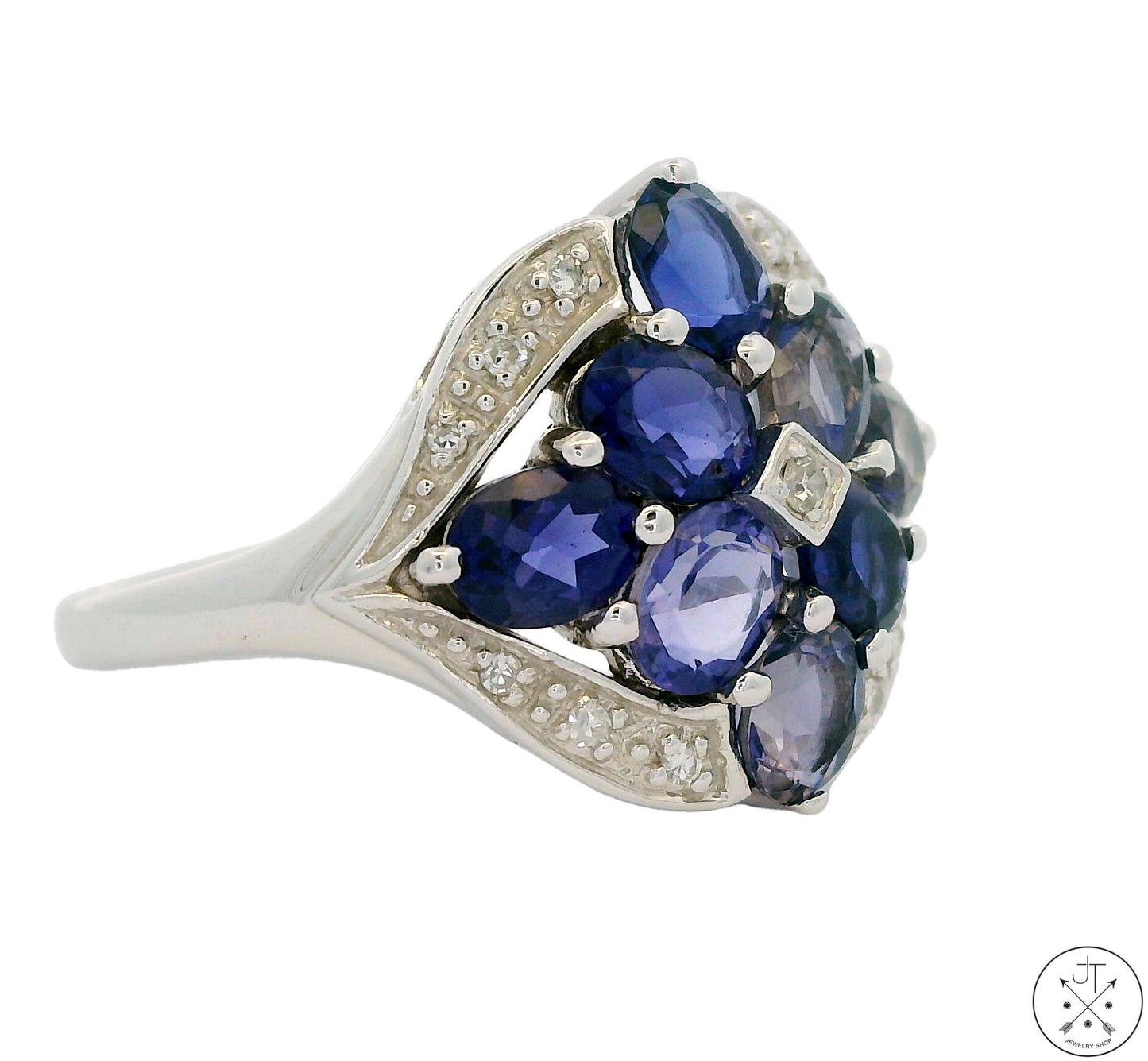 New 10k White Gold Ring with Tanzanite and Diamond Size 7.75