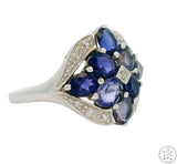 10k White Gold Ring with Tanzanite and Diamond Size 7.75