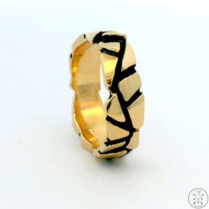 Custom 14k Yellow Gold Nugget Band Size 7.5