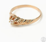 Vintage 14k Rose Gold Ring with Diamond Size 7.75 Mine Cut