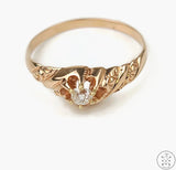 Vintage 14k Rose Gold Ring with Diamond Size 7.75 Mine Cut