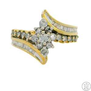 10k Yellow Gold Ring with .96 ctw Diamonds Size 7.75