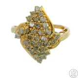 Vintage 14k Yellow Gold Cluster Ring with 1/2 ctw Diamonds Size 6.5