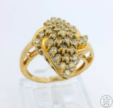 Vintage 14k Yellow Gold Cluster Ring with 1/2 ctw Diamonds Size 6.5