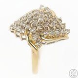 Vintage 14k Yellow Gold Cluster Ring with 1/2 ctw Diamonds Size 6.5