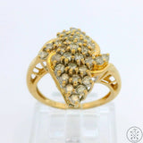 Vintage 14k Yellow Gold Cluster Ring with 1/2 ctw Diamonds Size 6.5