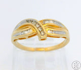 10k Yellow Gold Band with Diamonds Size 7.25