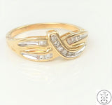 10k Yellow Gold Band with Diamonds Size 7.25