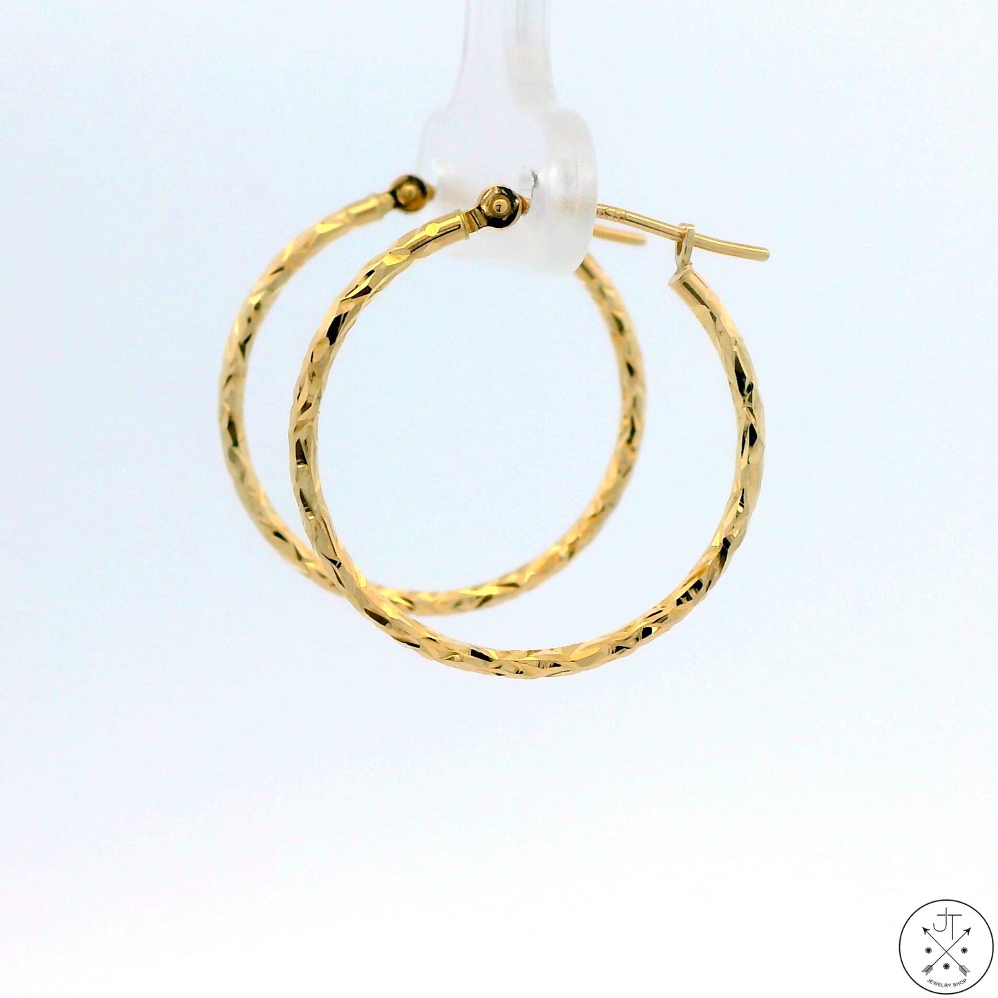 New 10k Yellow Gold 3/4 Inch Diamond Cut Hoop Earrings