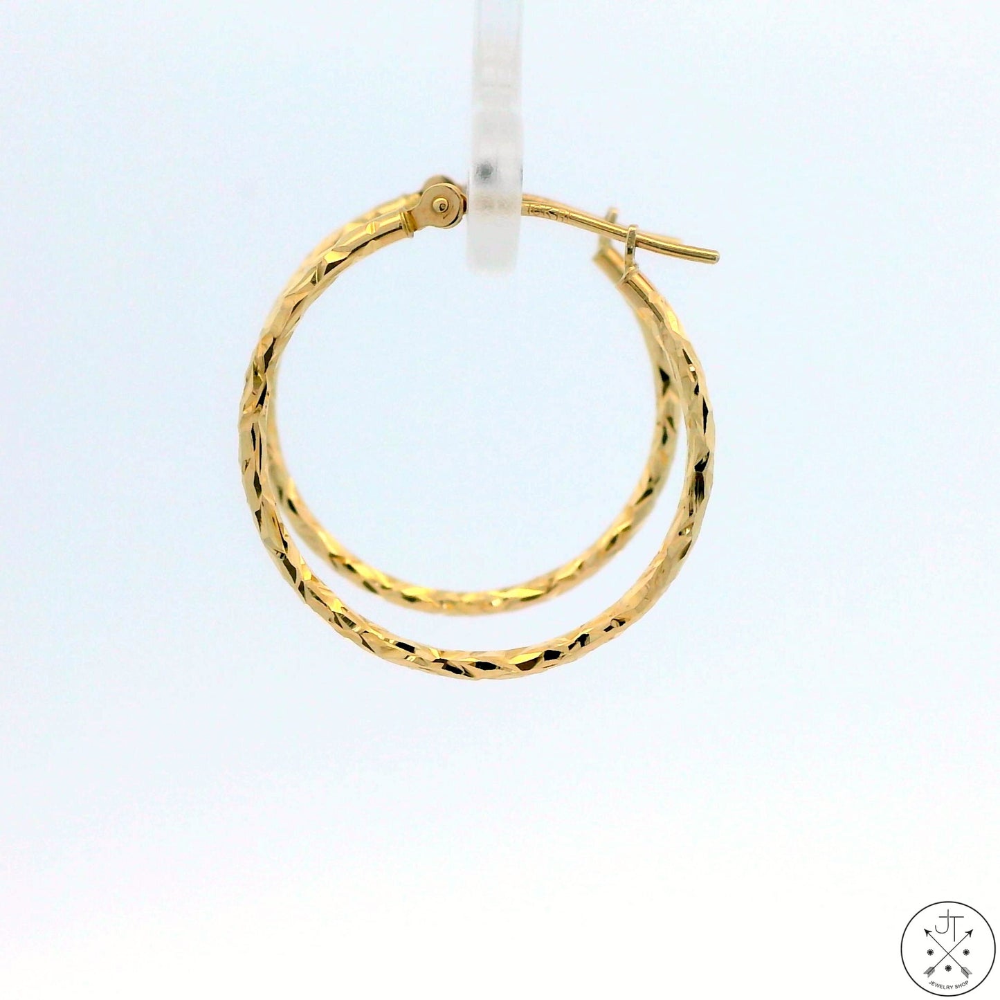 New 10k Yellow Gold 3/4 Inch Diamond Cut Hoop Earrings