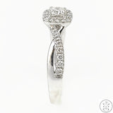 14k White Gold Halo Ring with .60 ctw Diamonds Size 6.25
