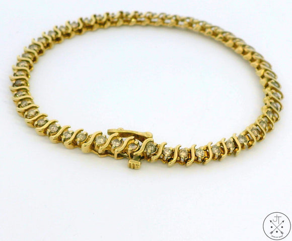 14k Yellow Gold Tennis Bracelet with 1.50 ctw Diamonds 7.25 Inch