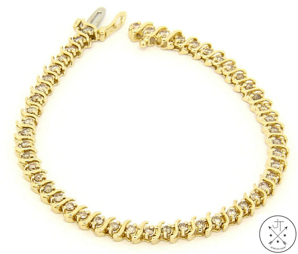 14k Yellow Gold Tennis Bracelet with 1.50 ctw Diamonds 7.25 Inch