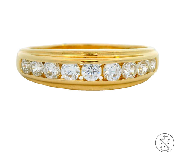 14k Yellow Gold Band with Cubic Zirconia Size 11