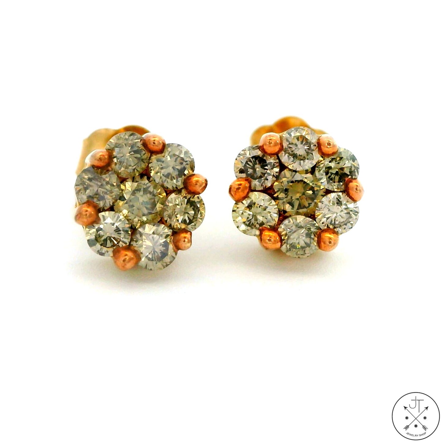 New 10k Yellow Gold Stud Earrings with 1/3 ctw Diamonds