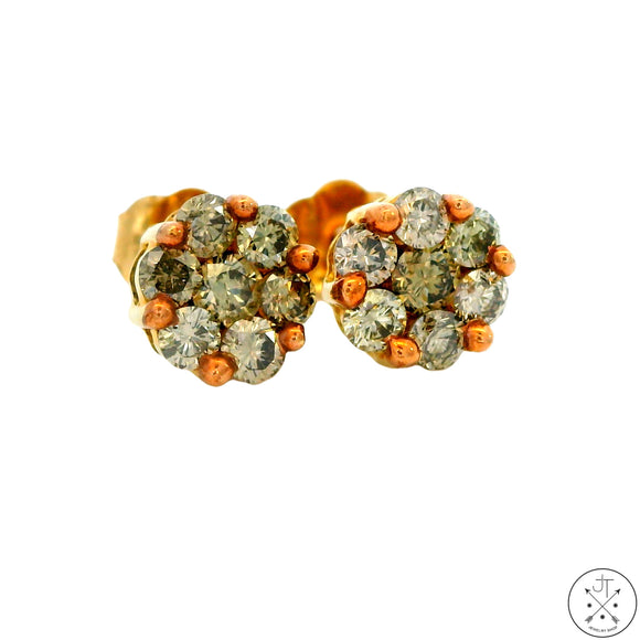 New 10k Yellow Gold Stud Earrings with 1/3 ctw Diamonds