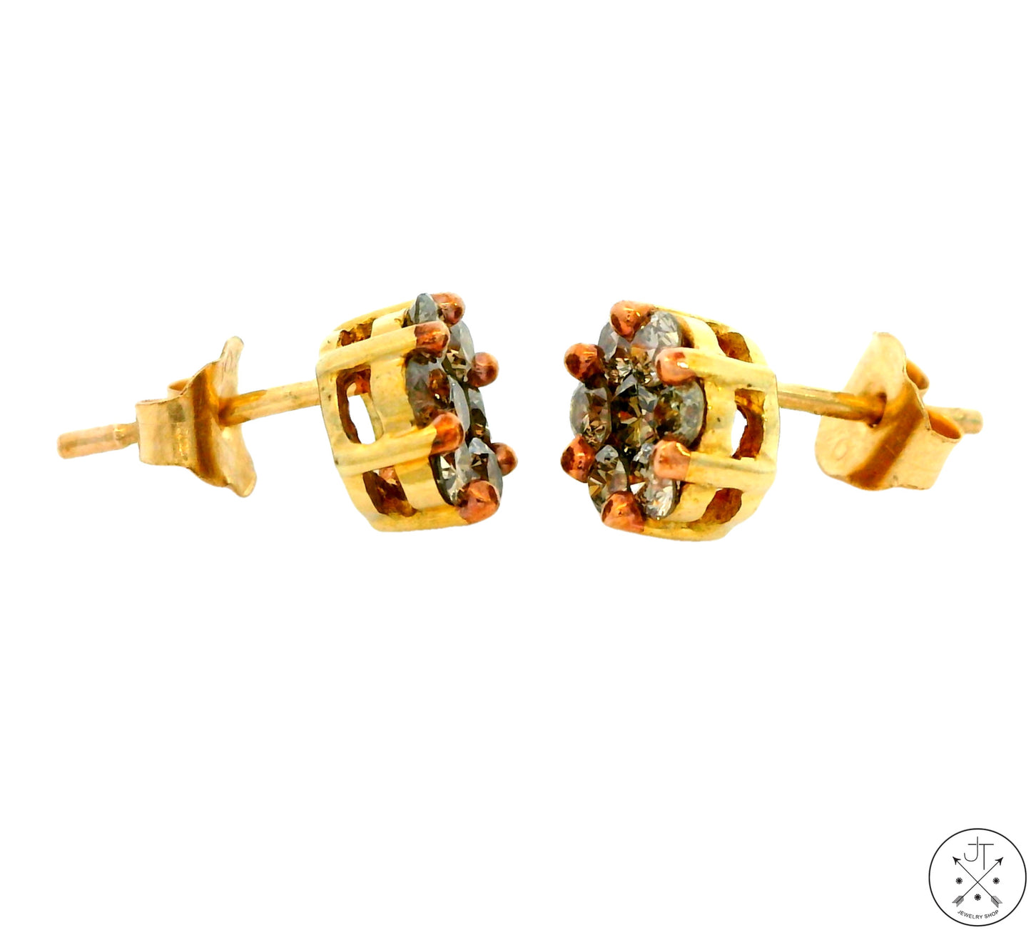 New 10k Yellow Gold Stud Earrings with 1/3 ctw Diamonds