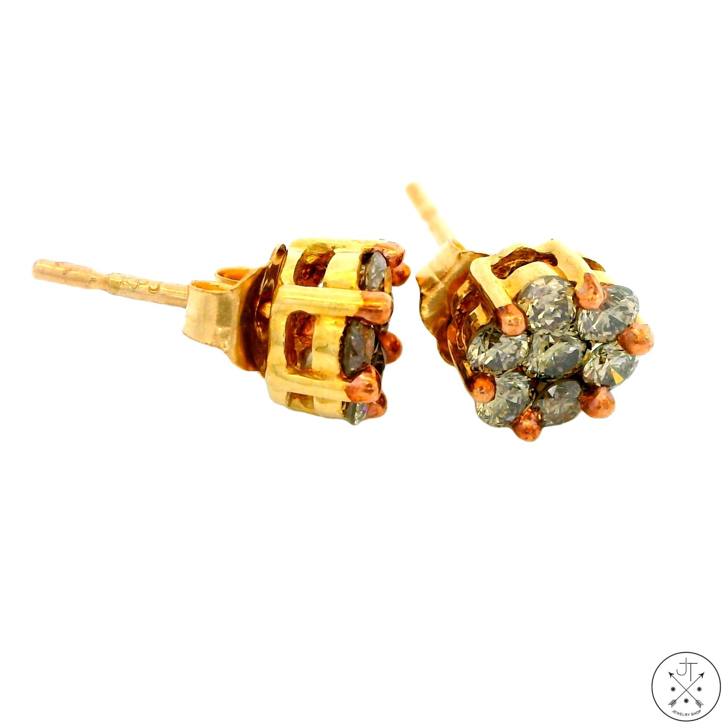 New 10k Yellow Gold Stud Earrings with 1/3 ctw Diamonds