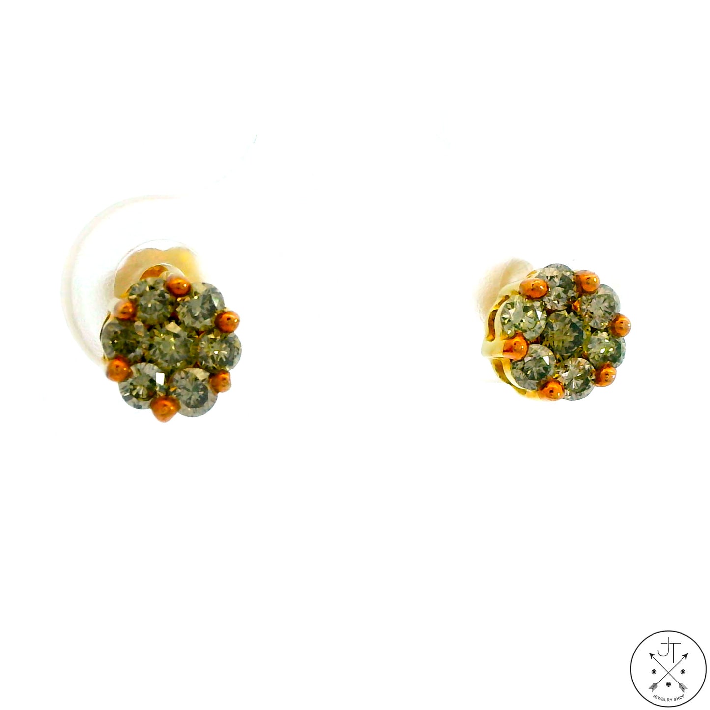 New 10k Yellow Gold Stud Earrings with 1/3 ctw Diamonds