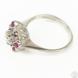 Vintage 14k White Gold Ring with Ruby and Diamond Size 7.25