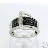 Kays 14k White Gold Black & White Diamonds Buckle Ring Size 6.75