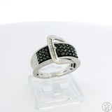 Kays 14k White Gold Black & White Diamonds Buckle Ring Size 6.75