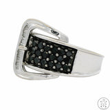 Kays 14k White Gold Black & White Diamonds Buckle Ring Size 6.75